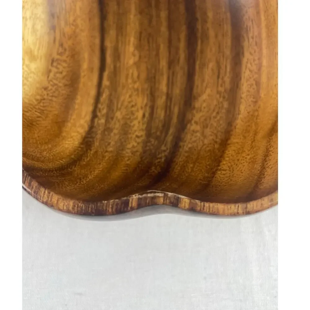 Vintage Monkey Pod Wood Bowl Scalloped Flower Mid Century Serving 6 Inch